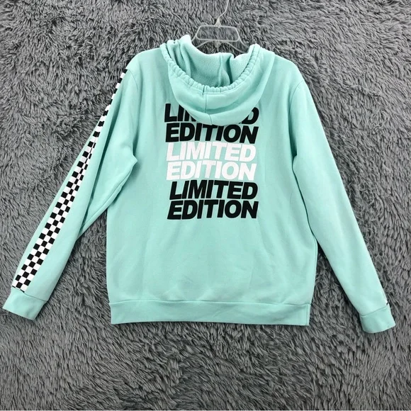 Rue21 Hoodie Womens Large Limited Edition Checkered Sleeve Kangaroo Pocket - Picture 10 of 13